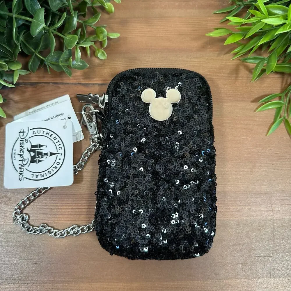 Disney‎ Mickey Mouse Smarthphone Case Wristlet Black Sequins